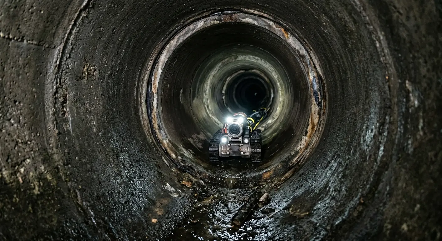 Robotic sewer camera inspecting pipe interior for Drain Snake Service in Cudahy